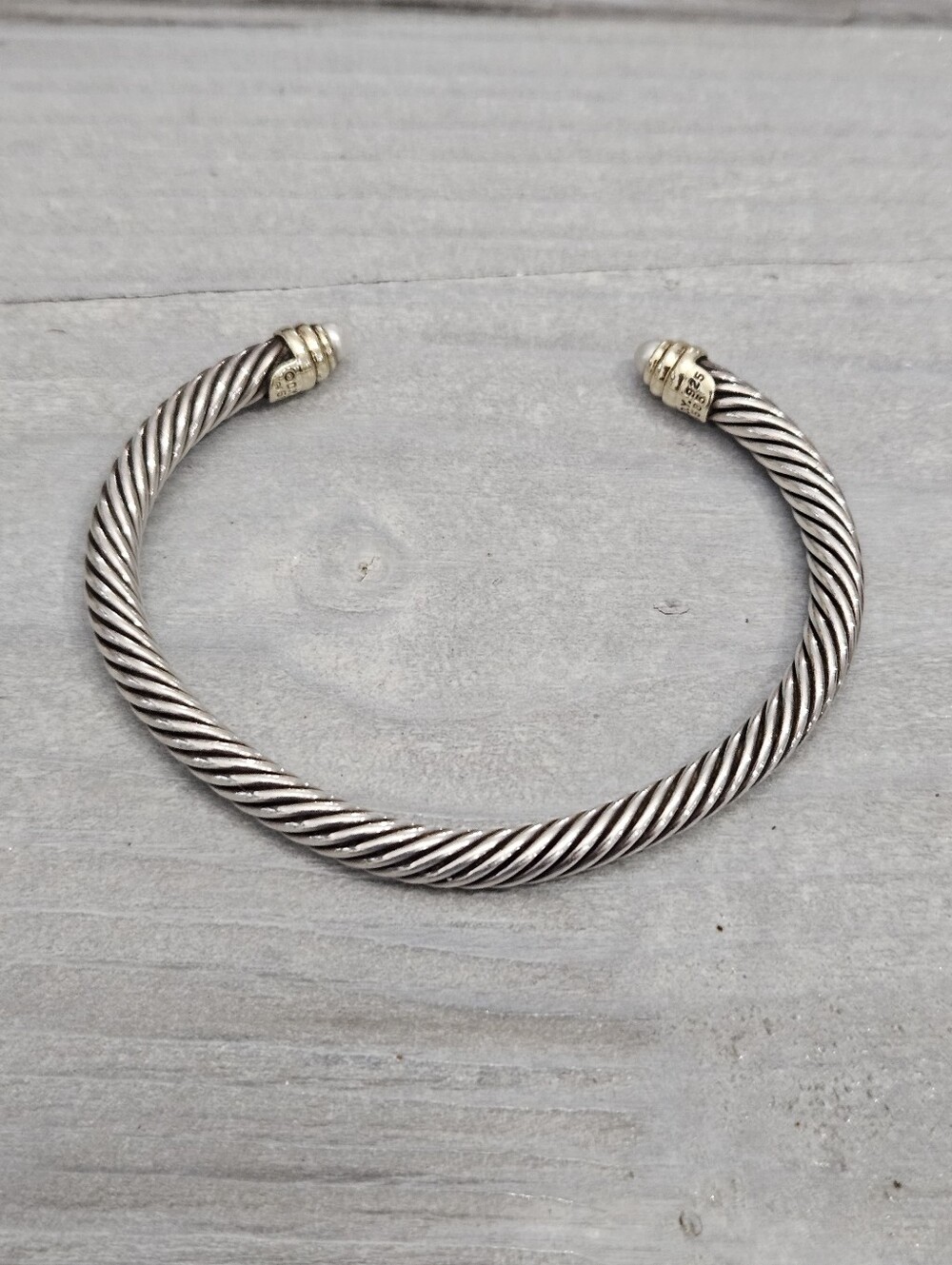 David Yurman Cable Cuff 14k/925 Pearl Accents